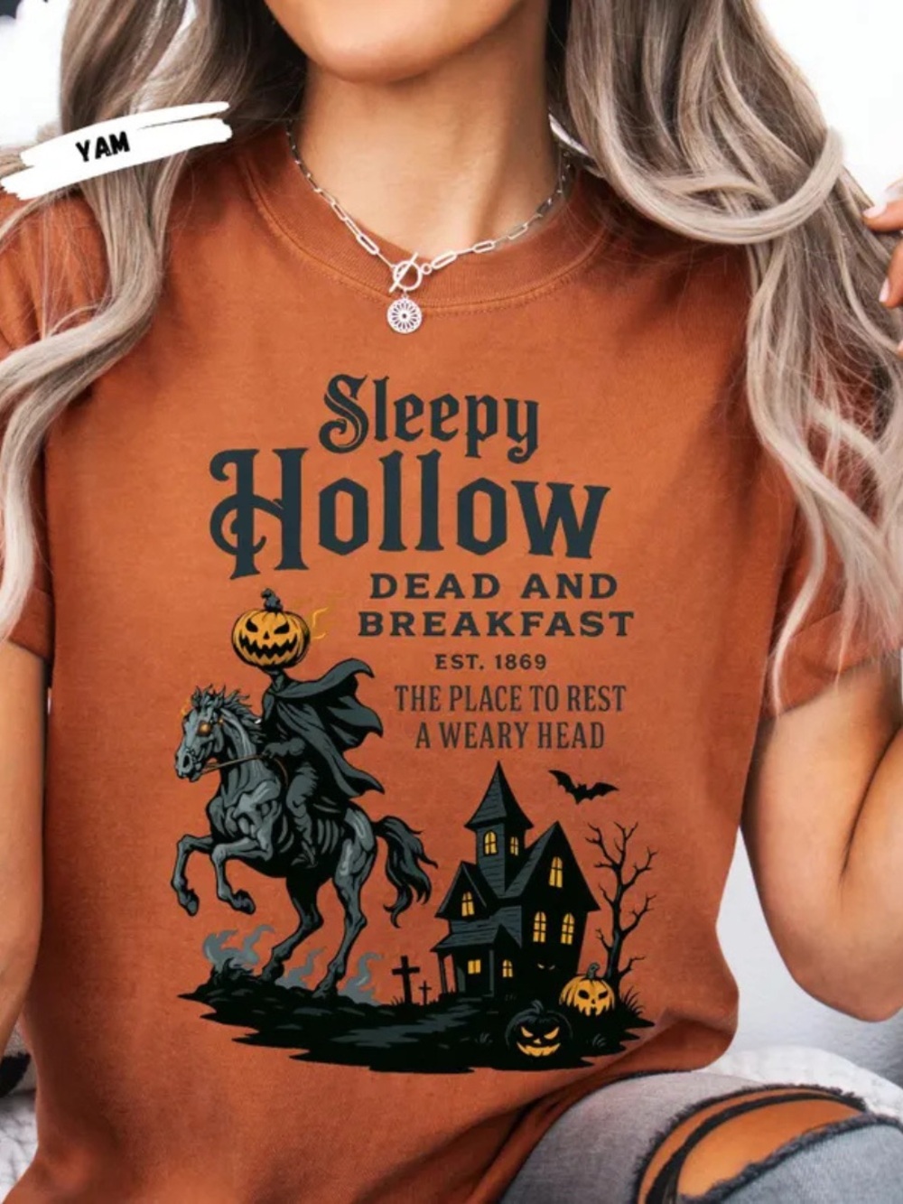 Comfort Colors Halloween 'Sleepy Hollow' Graphic Tee, Vintage Pumpkin Print
